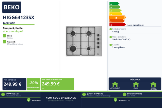 Vignette Table Gaz Beko HIGG64123SX