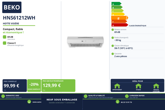 Vignette Hotte Visière Beko HNS61212WH