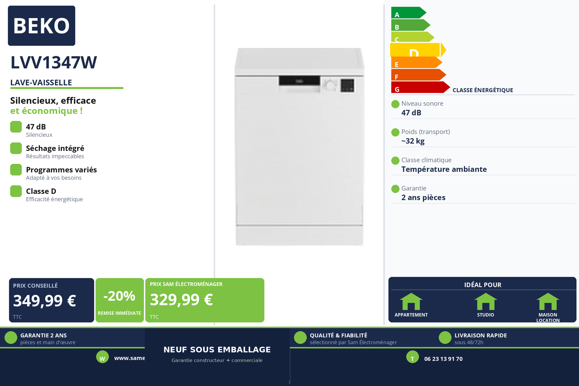 Vignette Lave-Vaisselle Beko LVV1347W