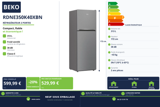 Vignette Réfrigérateur 2 Portes Beko RDNE350K40XBN