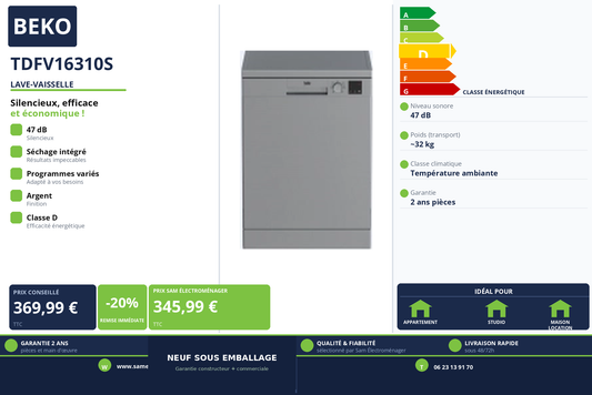 Vignette Lave-Vaisselle Beko TDFV16310S