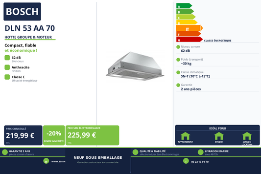 Vignette Hotte Groupe & Moteur Bosch DLN 53 AA 70