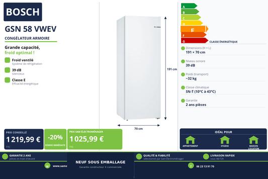 Vignette Congélateur Armoire Bosch GSN 58 VWEV