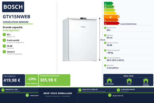 Vignette Congélateur Armoire Bosch GTV15NWEB