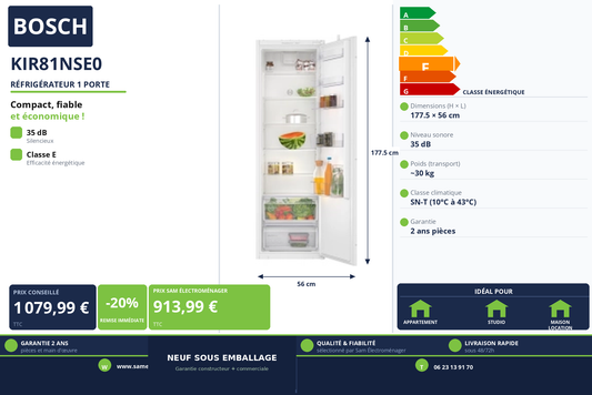 Vignette Réfrigérateur 1 Porte Bosch KIR81NSE0