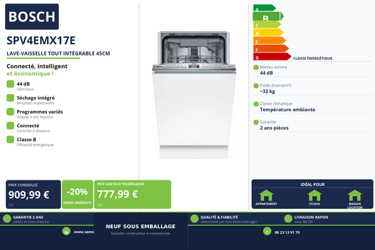 Vignette Lave-Vaisselle Tout Intégrable 45Cm Bosch SPV4EMX17E