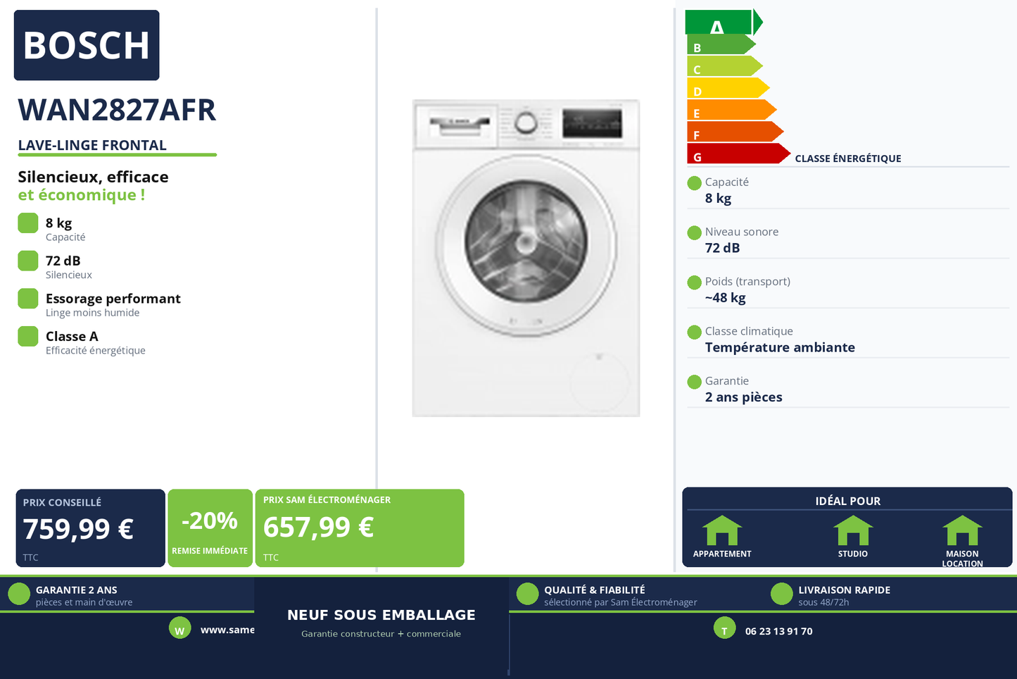 Vignette Lave-Linge Frontal Bosch WAN2827AFR