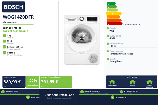 Vignette Sèche-Linge Bosch WQG1420DFR