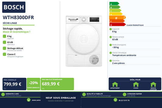 Vignette Sèche-Linge Bosch WTH8300DFR