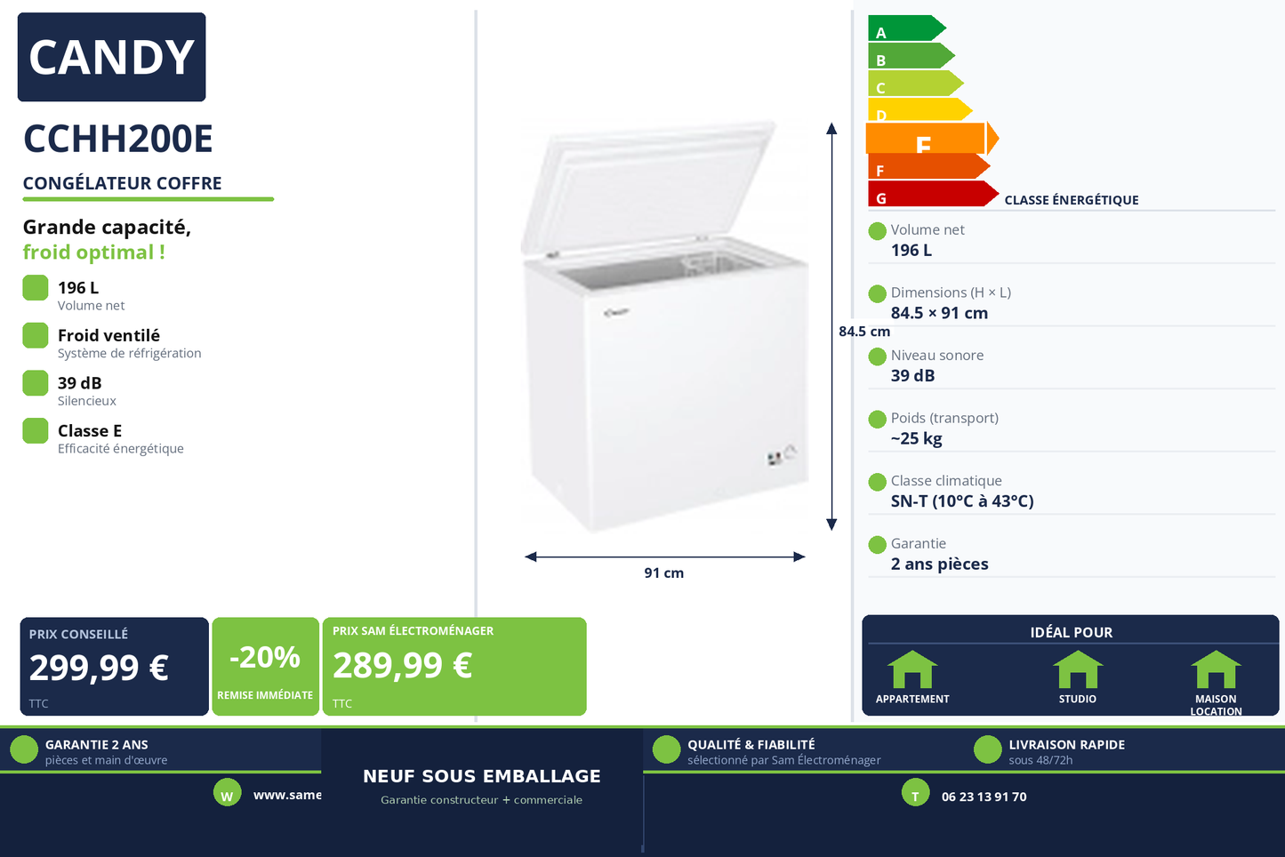 Vignette Congélateur Coffre Candy CCHH200E