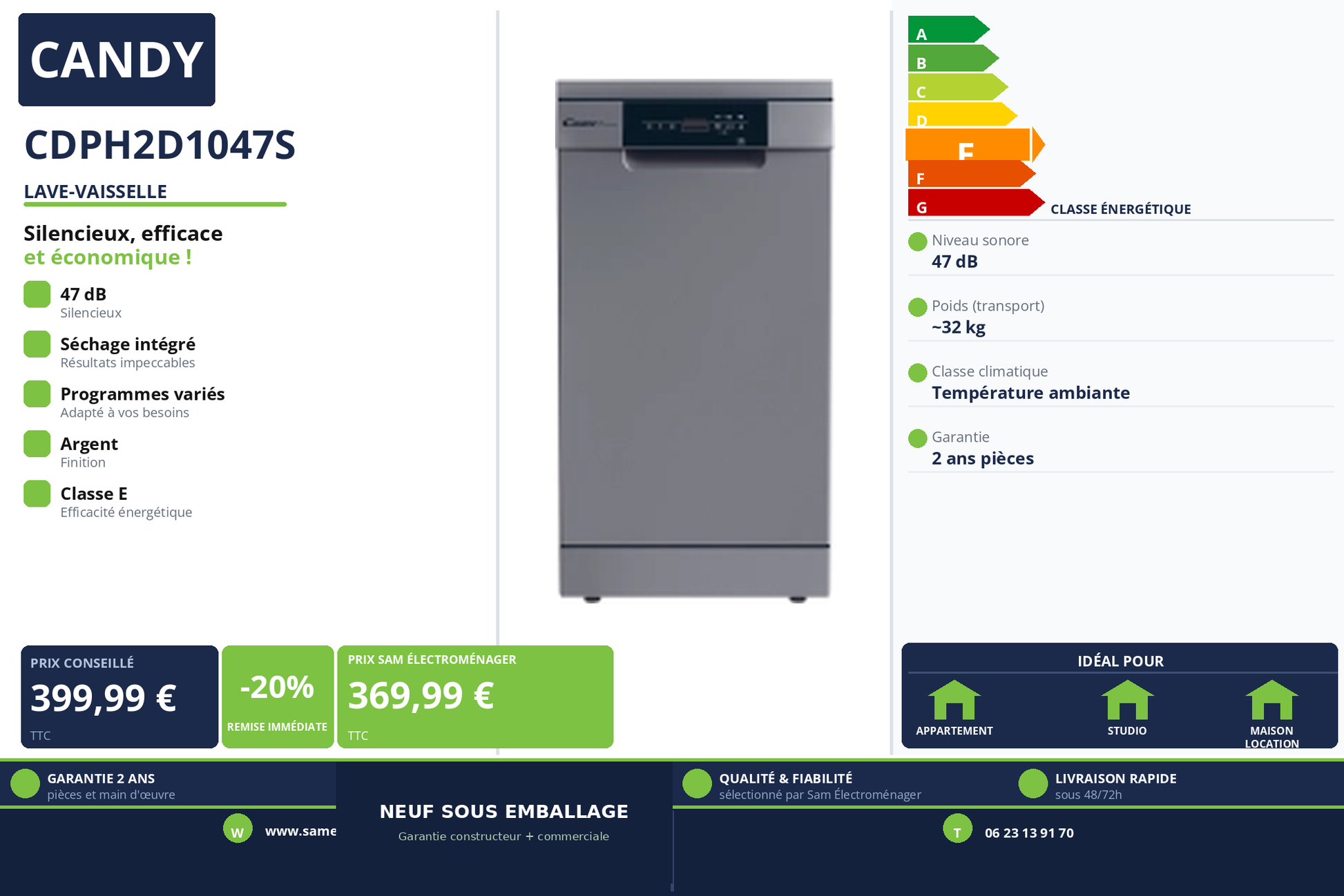 Vignette Lave-Vaisselle Candy CDPH2D1047S