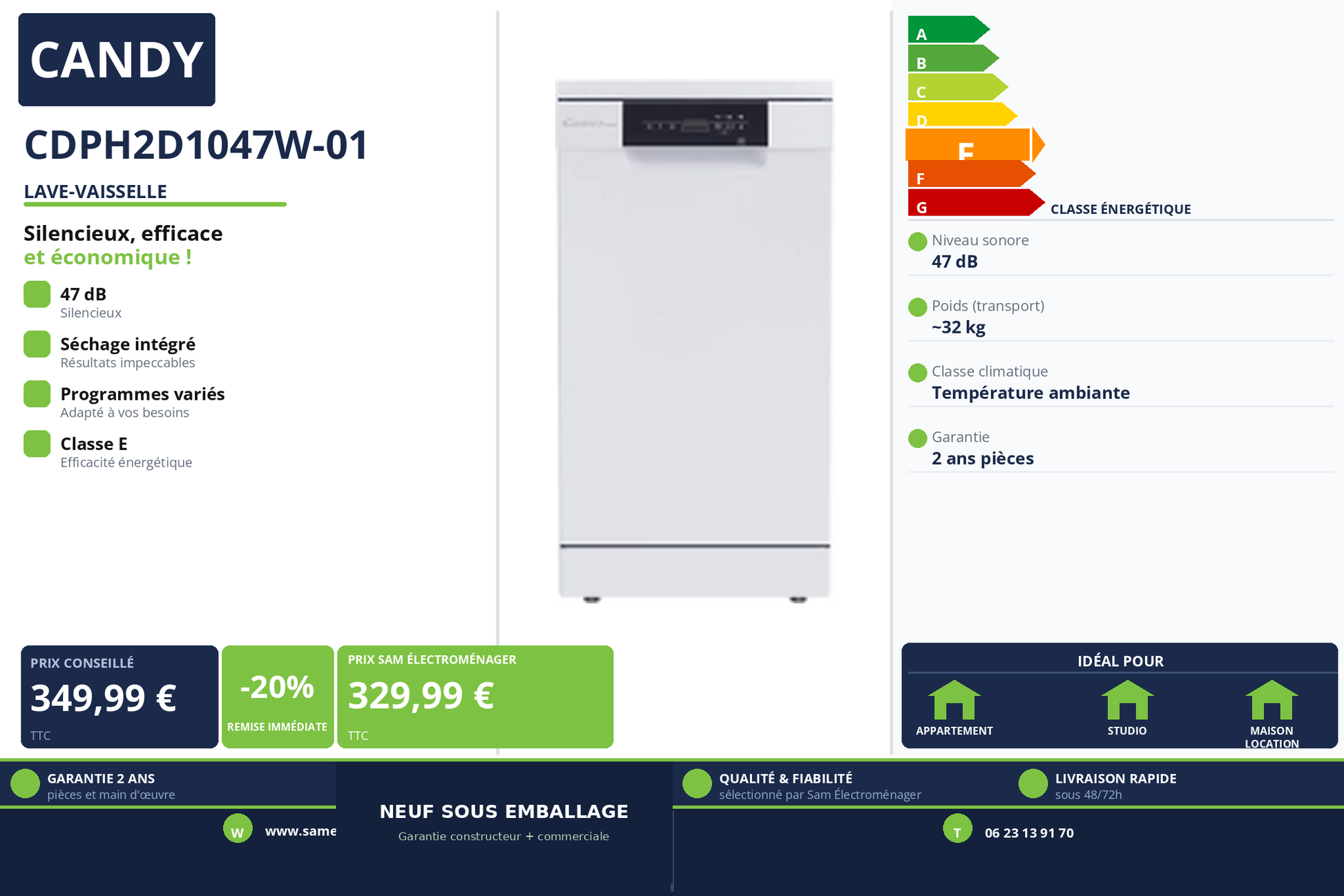 Vignette Lave-Vaisselle Candy CDPH2D1047W-01