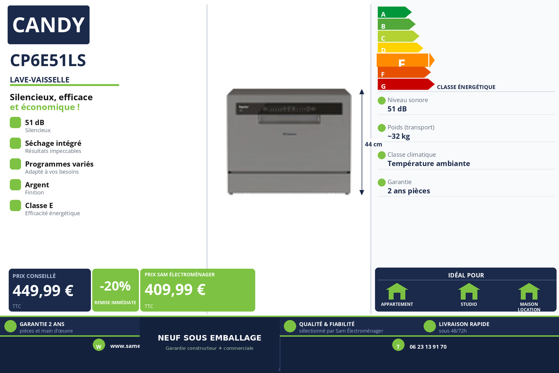 Vignette Lave-Vaisselle Candy CP6E51LS