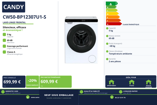 Vignette Lave-Linge Frontal Candy CW50-BP12307U1-S