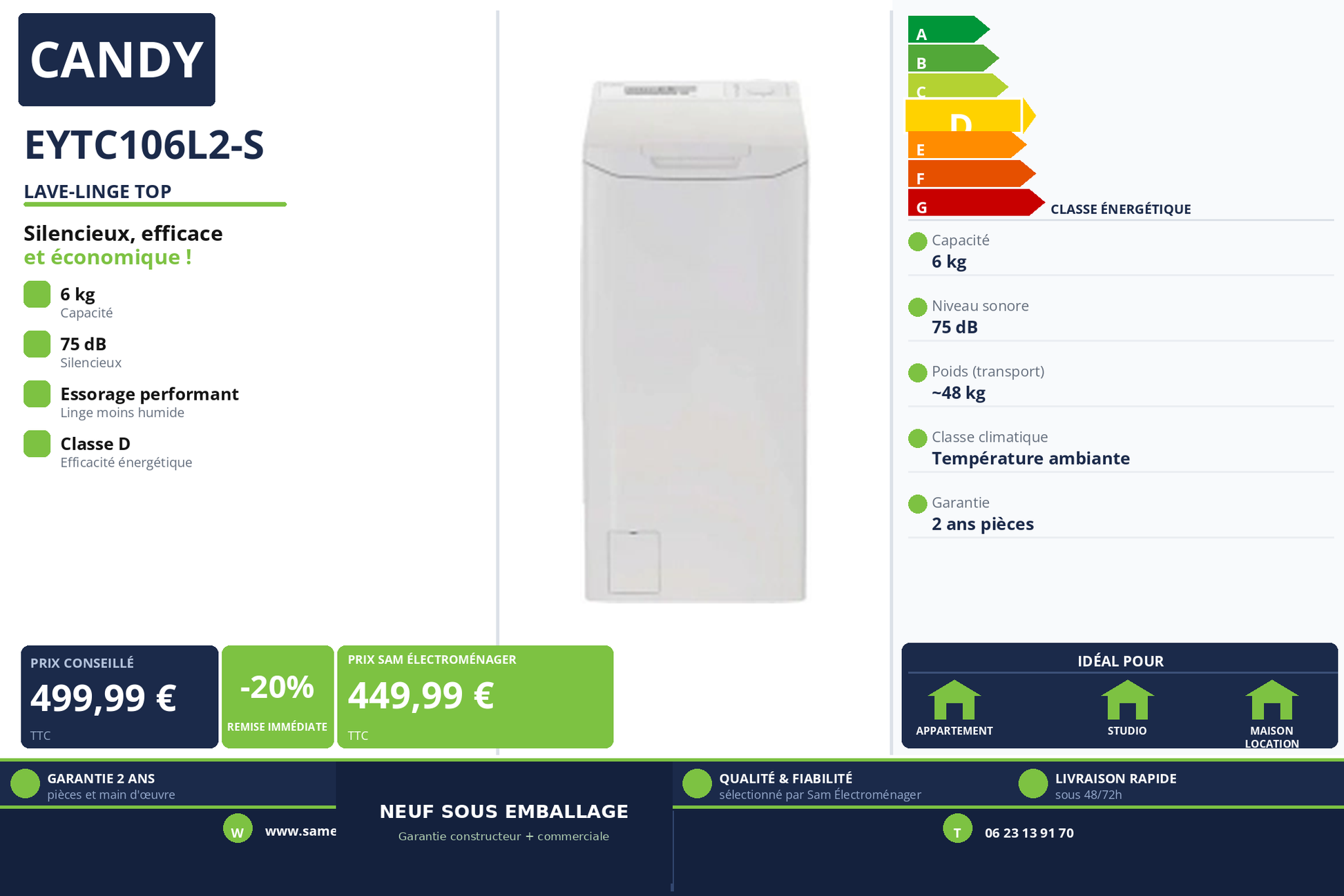 Vignette Lave-Linge Top Candy EYTC106L2-S