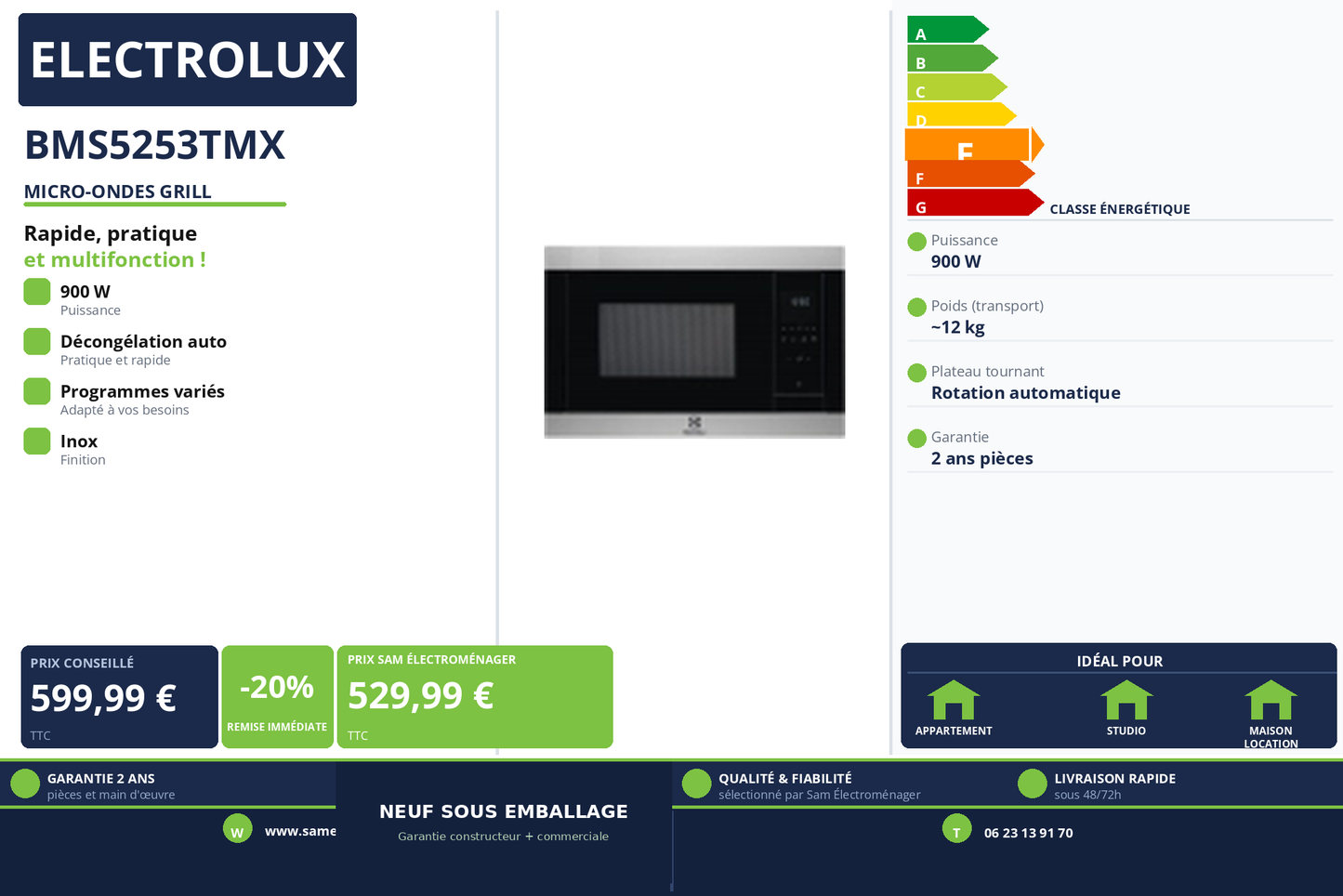 Vignette Micro-Ondes Grill Electrolux BMS5253TMX