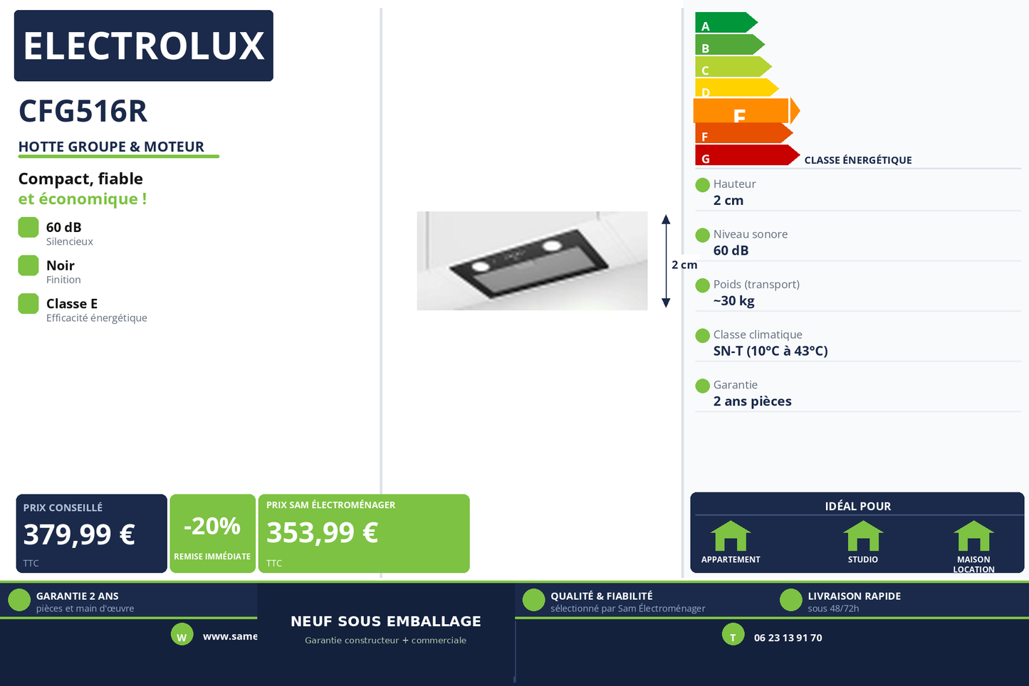 Vignette Hotte Groupe & Moteur Electrolux CFG516R