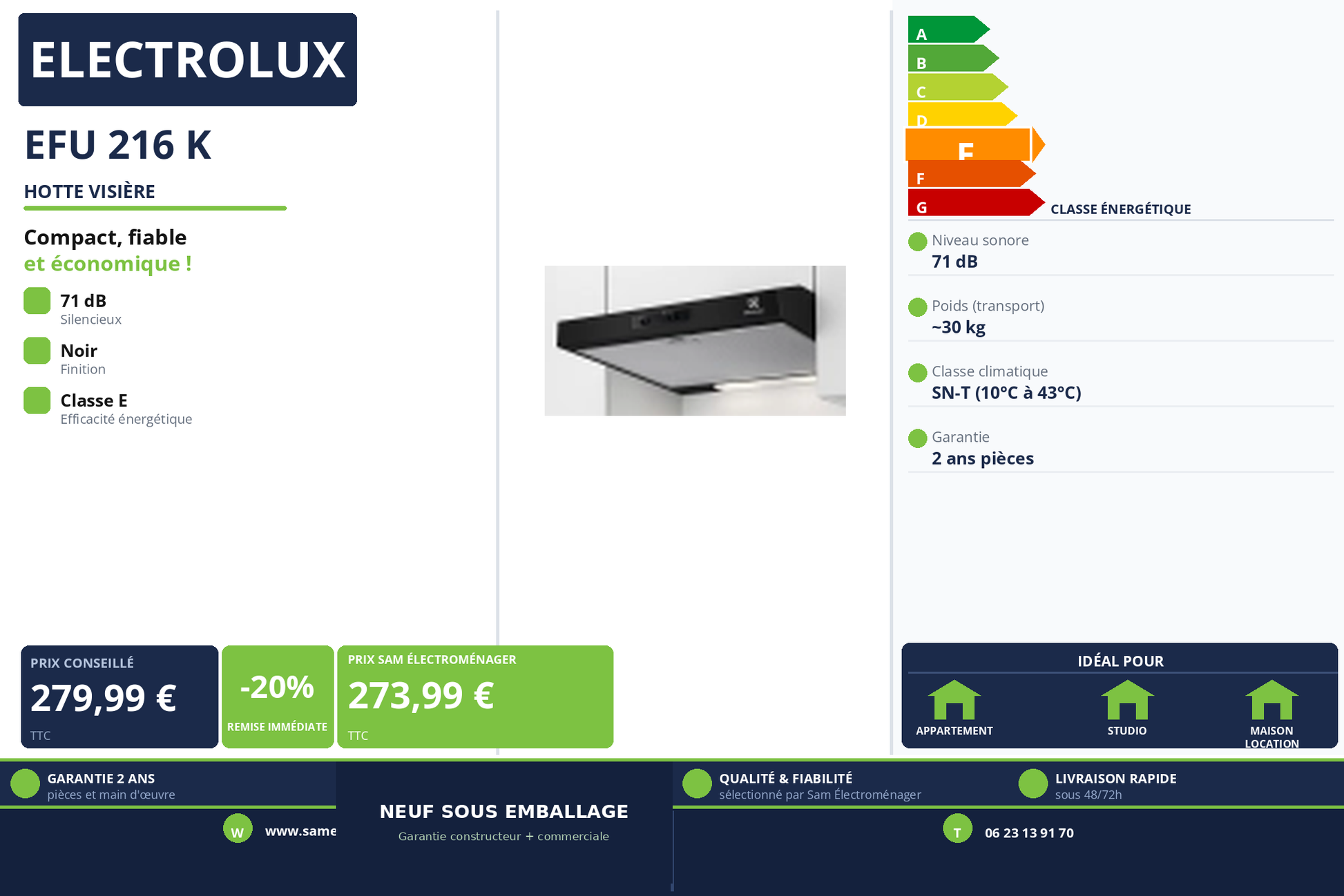 Vignette Hotte Visière Electrolux EFU 216 K