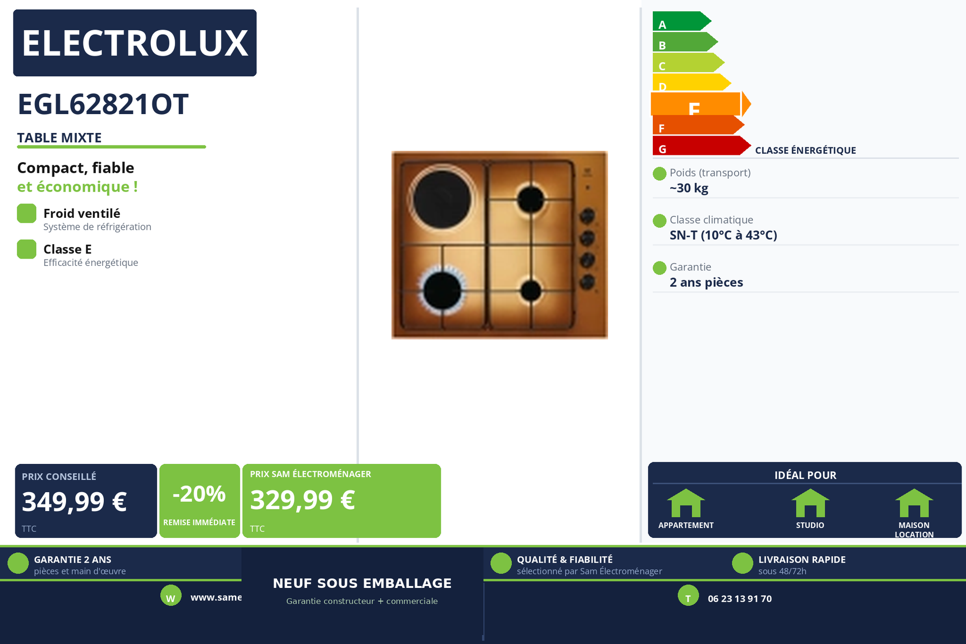 Vignette Table Mixte Electrolux EGL62821OT