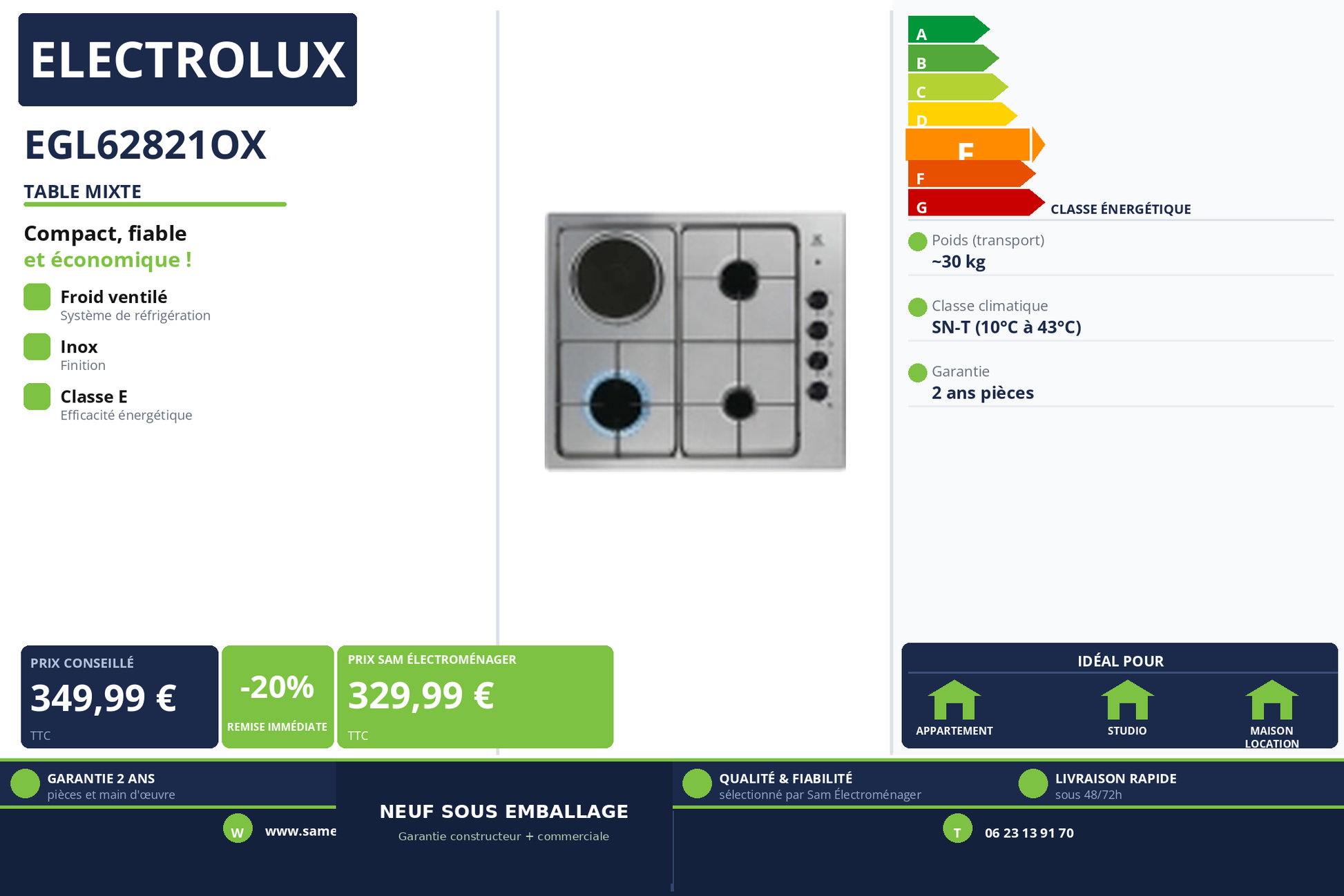 Vignette Table Mixte Electrolux EGL62821OX