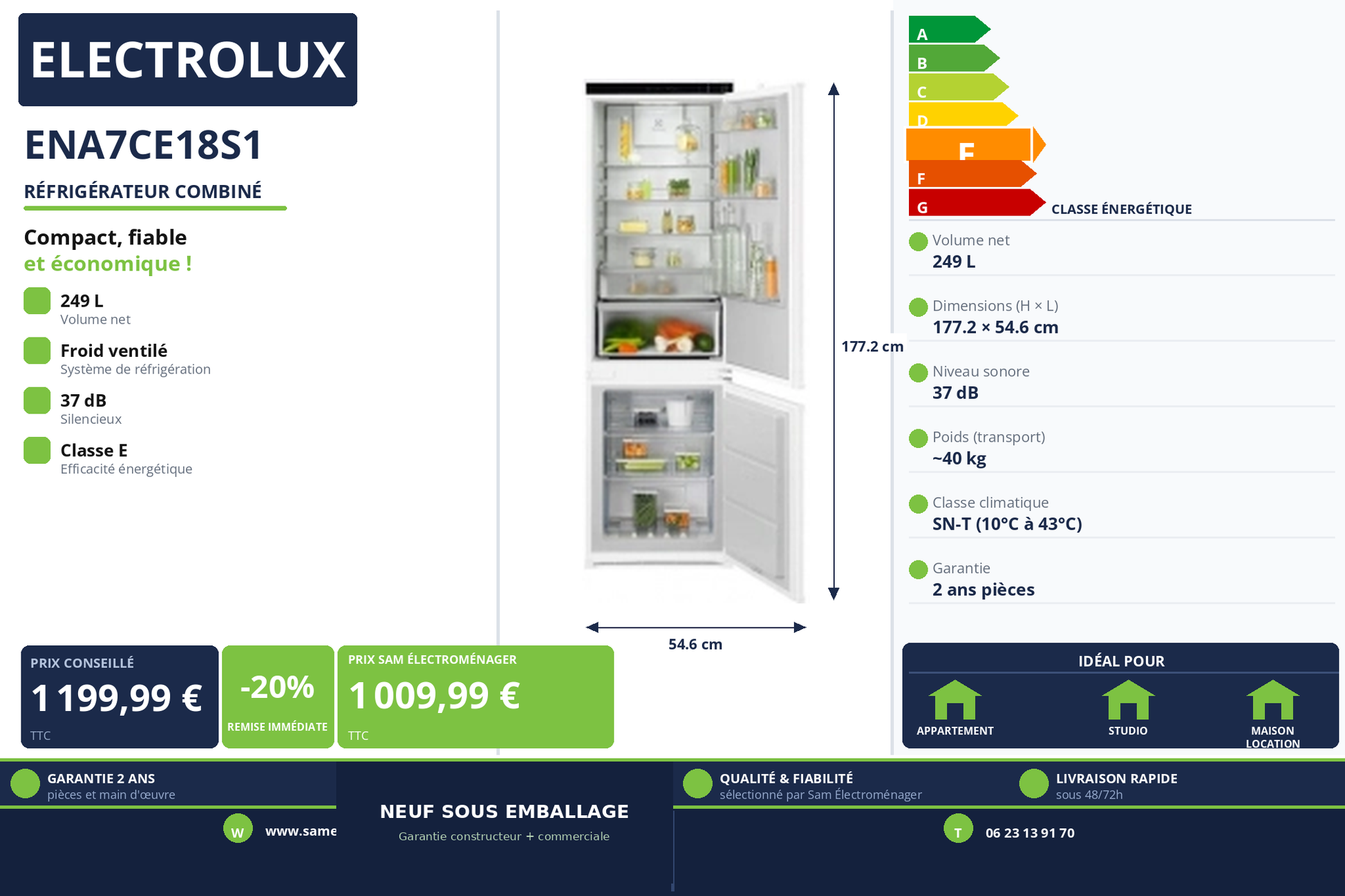 Vignette Réfrigérateur Combiné Electrolux ENA7CE18S1
