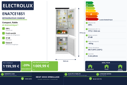 Vignette Réfrigérateur Combiné Electrolux ENA7CE18S1