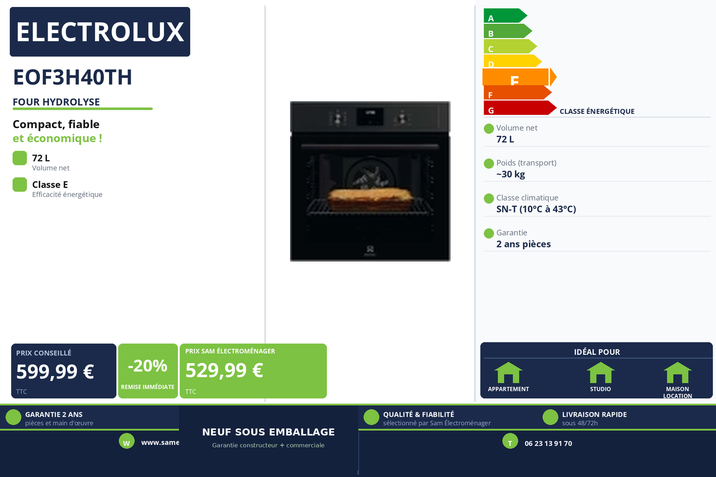 Vignette Four Hydrolyse Electrolux EOF3H40TH