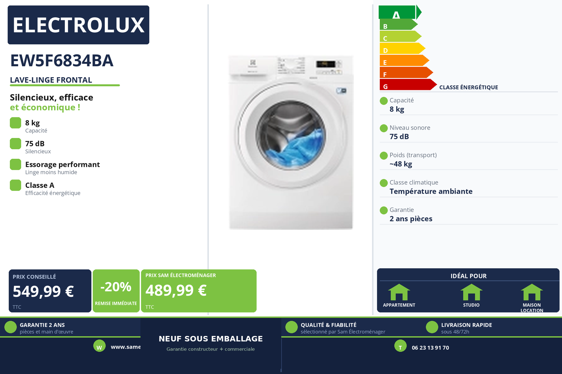 Vignette Lave-Linge Frontal Electrolux EW5F6834BA
