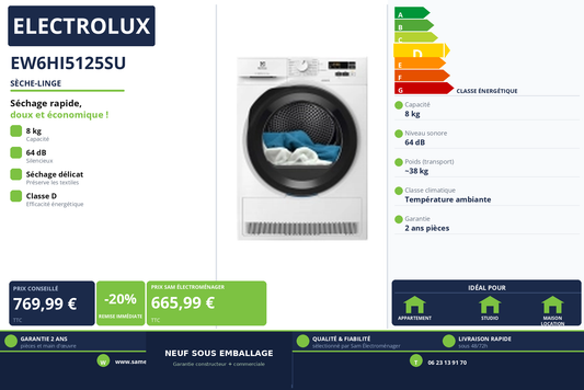 Vignette Sèche-Linge Electrolux EW6HI5125SU