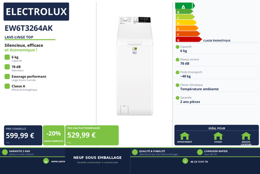 Vignette Lave-Linge Top Electrolux EW6T3264AK