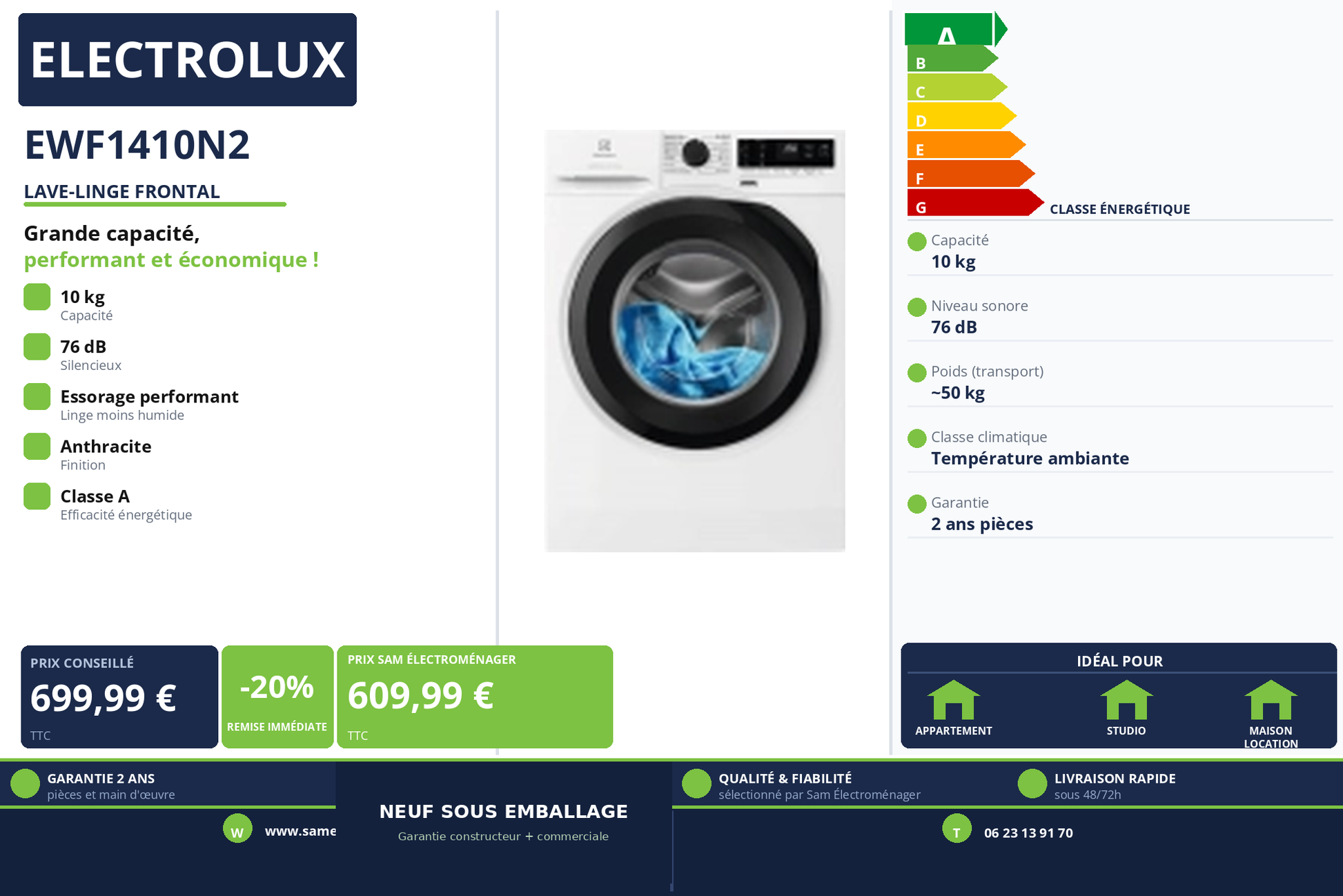 Vignette Lave-Linge Frontal Electrolux EWF1410N2