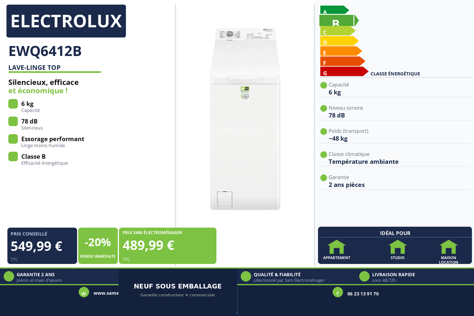 Vignette Lave-Linge Top Electrolux EWQ6412B
