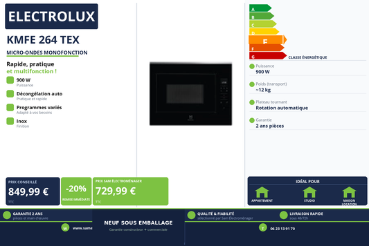 Vignette Micro-Ondes Monofonction Electrolux KMFE 264 TEX