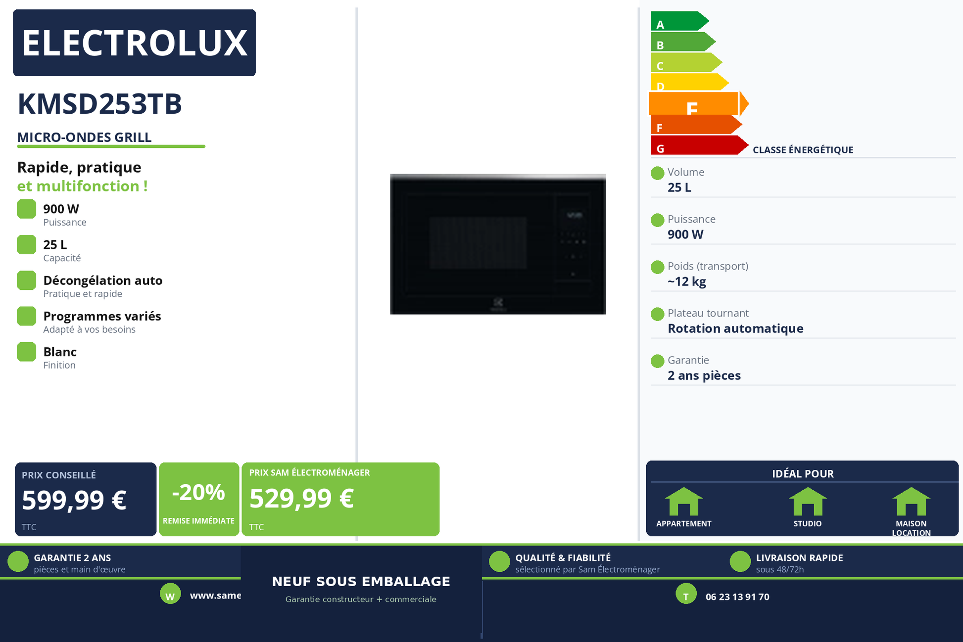 Vignette Micro-Ondes Grill Electrolux KMSD253TB