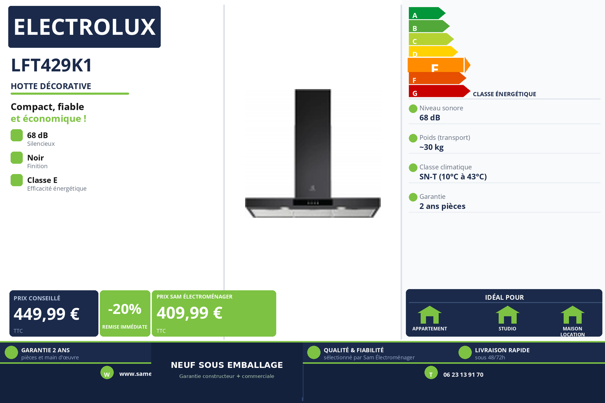 Vignette Hotte Décorative Electrolux LFT429K1