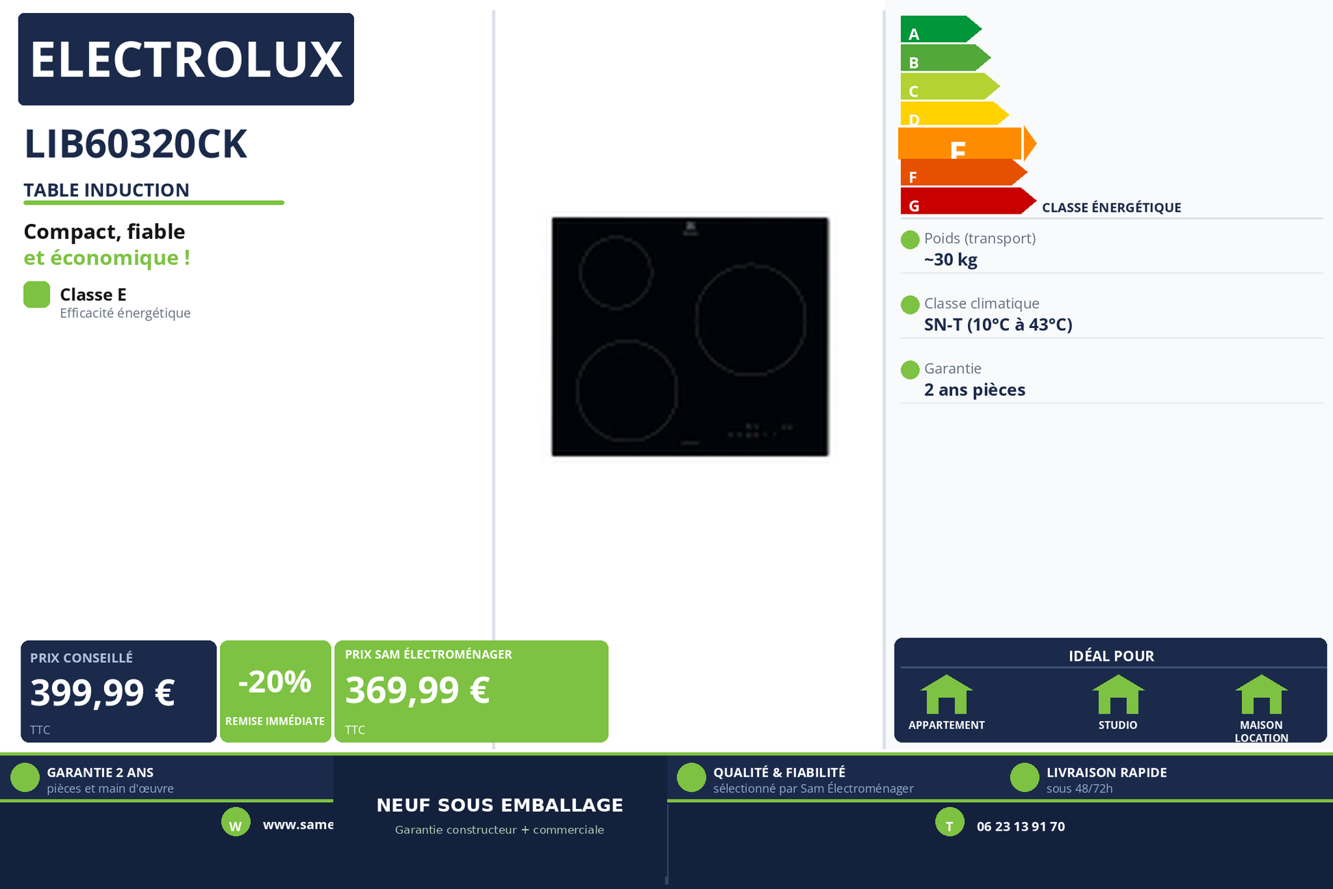 Vignette Table Induction Electrolux LIB60320CK