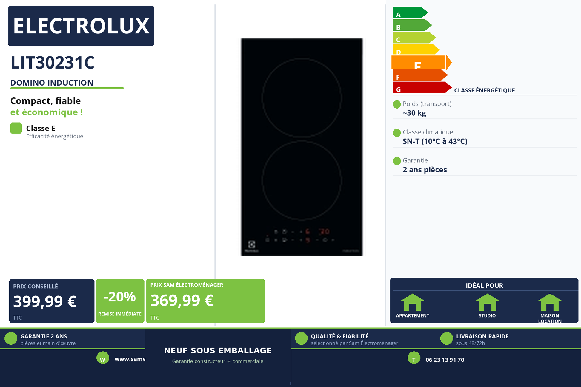 Vignette Domino Induction Electrolux LIT30231C