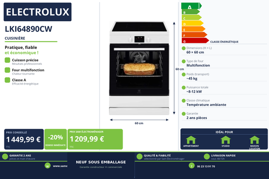 Vignette Cuisinière Electrolux LKI64890CW
