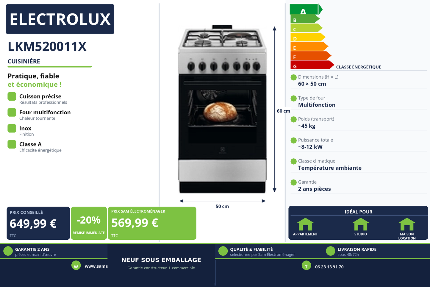 Vignette Cuisinière Electrolux LKM520011X