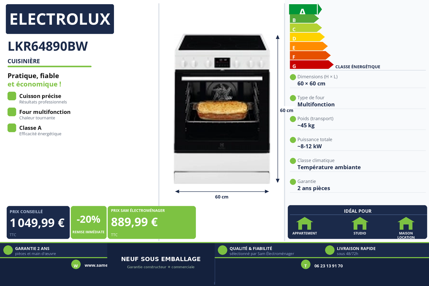 Vignette Cuisinière Electrolux LKR64890BW