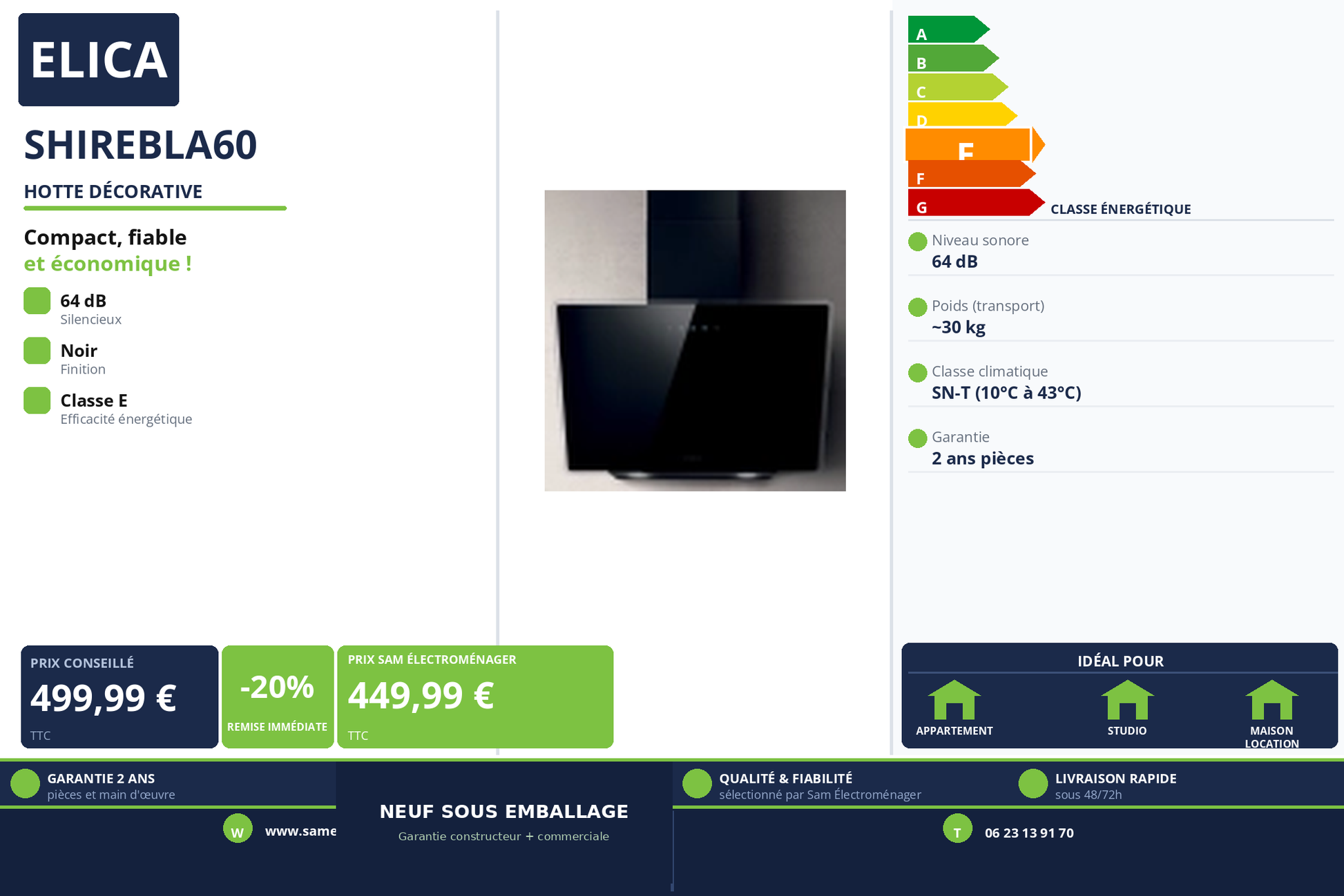 Vignette Hotte Décorative Elica SHIREBLA60