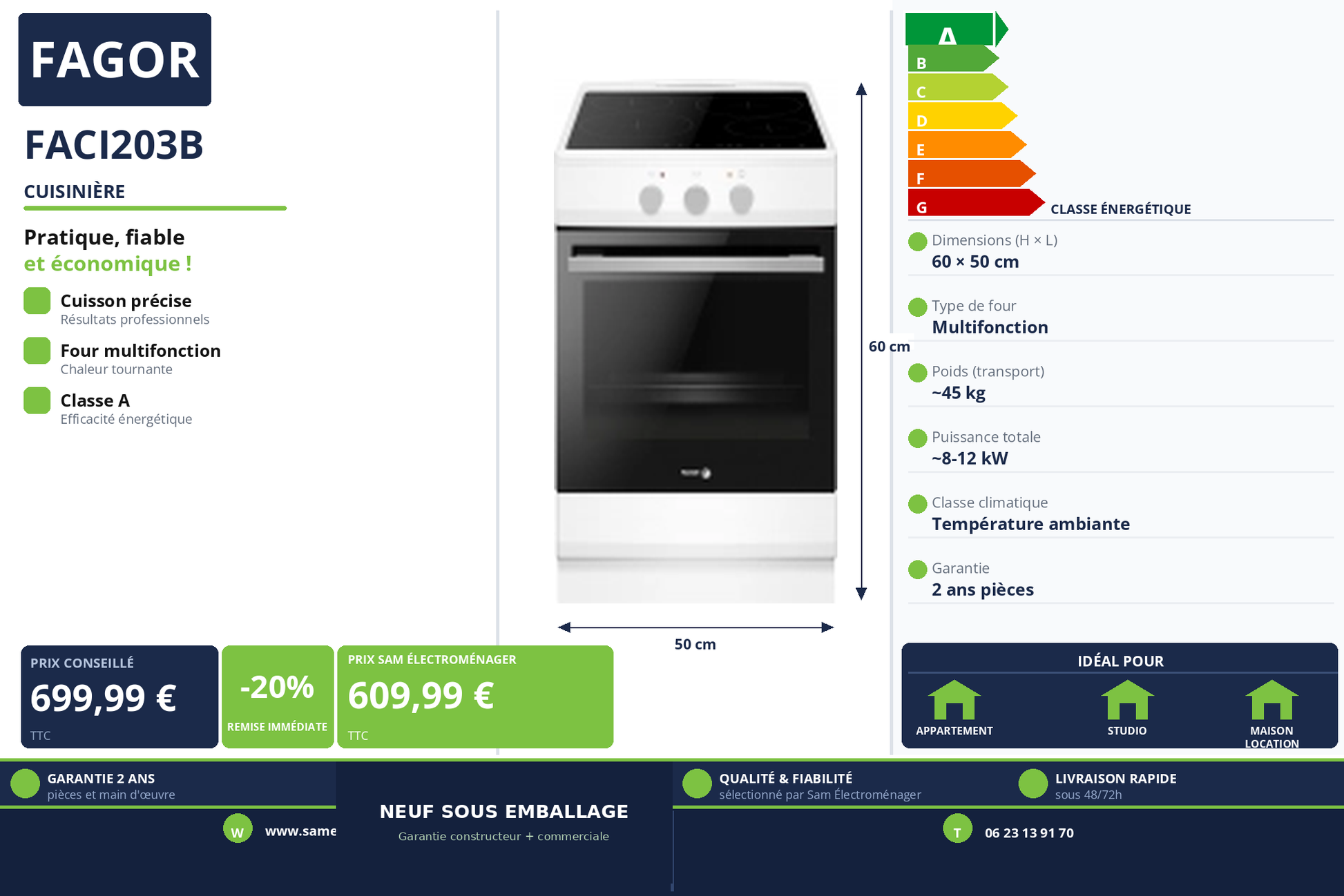 Vignette Cuisinière Fagor FACI203B