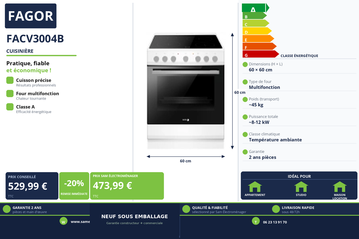 Vignette Cuisinière Fagor FACV3004B