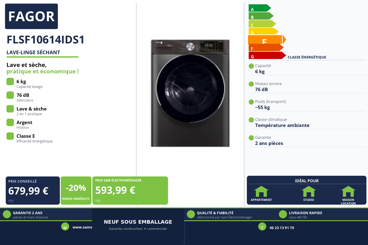 Vignette Lave-Linge Séchant Fagor FLSF10614IDS1