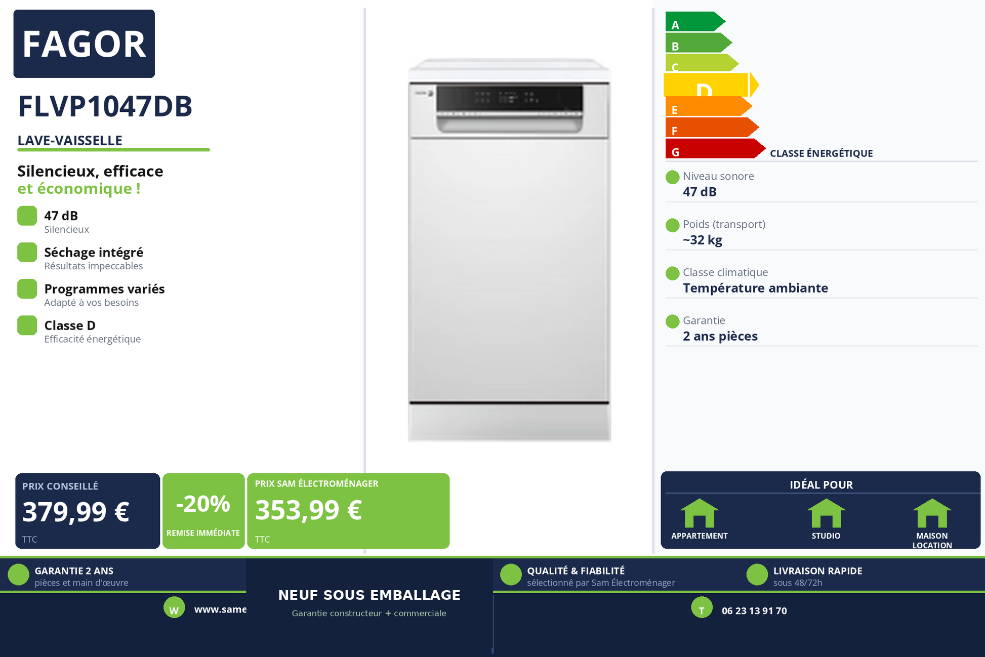 Vignette Lave-Vaisselle Fagor FLVP1047DB