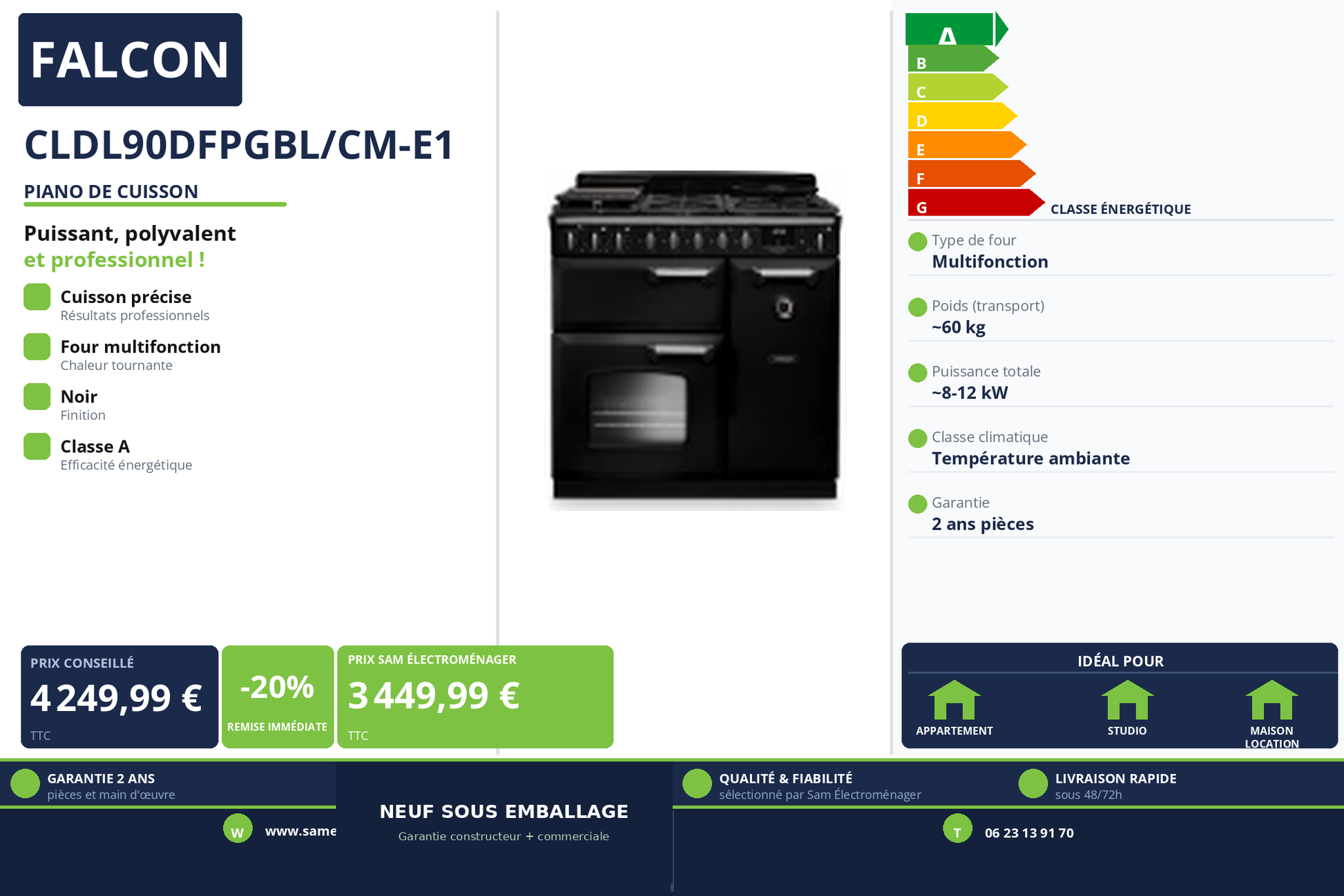Vignette Piano De Cuisson Falcon CLDL90DFPGBL/CM-E1
