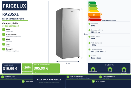 Vignette Réfrigérateur 1 Porte Frigelux RA235XE