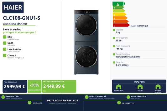 Vignette Lave-Linge Séchant Haier CLC108-GNU1-S