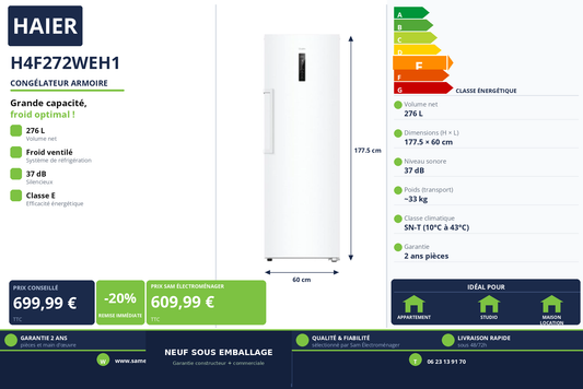 Vignette Congélateur Armoire Haier H4F272WEH1
