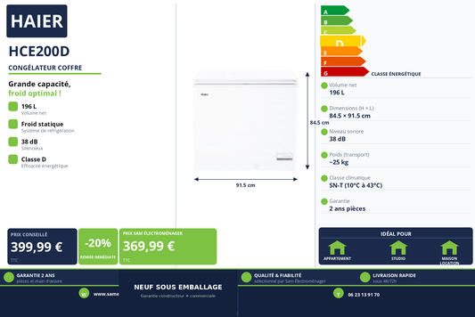 Vignette Congélateur Coffre Haier HCE200D